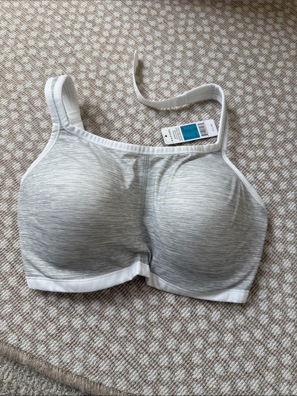 Natori Heather Gray & White Seamless Sports Bra
